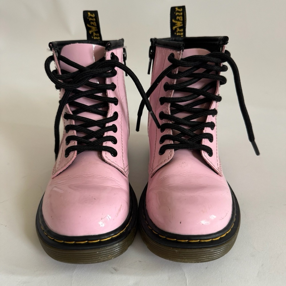 Dr. Martens Pink and Black Kids Lace-Up Boots